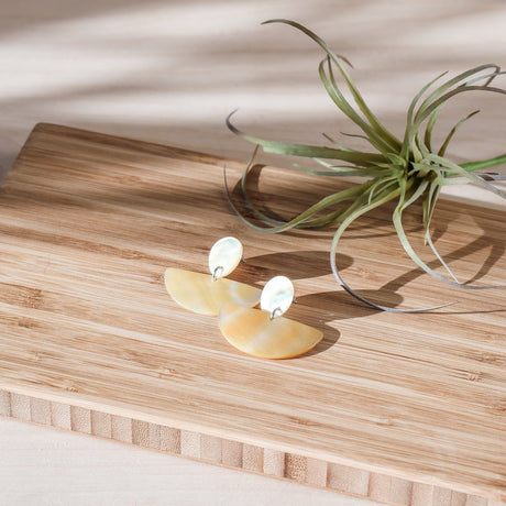 Jewelry - Geometric Earrings, Golden Yellow - Mother-of-Pearl Jewelry | LIKHÂ - LIKHÂ