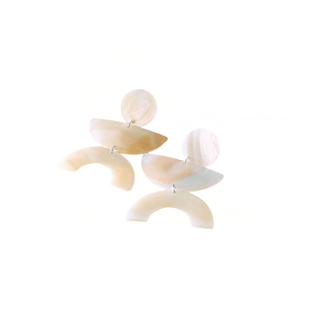 Pearl White Long Dangle Earrings - Mother of Pearl Earrings - Sumiye Co