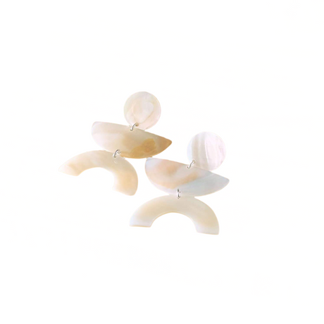Pearl White Long Dangle Earrings - Mother of Pearl Earrings - Sumiye Co