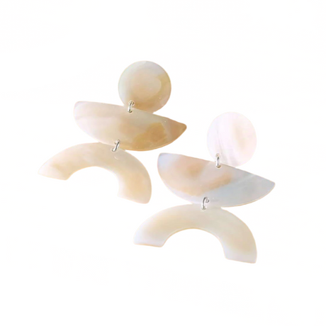 Pearl White Long Dangle Earrings - Mother of Pearl Earrings - Sumiye Co