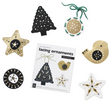 Set of lacing ornaments including a star, tree, and bird design with packaging on a white background.