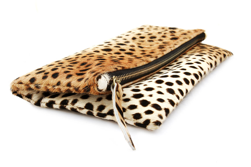 Leopard Print Clutch  | Ethically Sourced Hides - Sumiye Co