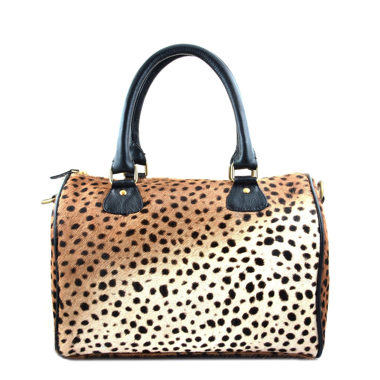 Leopard Print Leather Barrel Bag  | Ethically Sourced Hides - Sumiye Co
