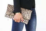 Leopard Print Leather Clutch | Ethically Sourced Hides - Sumiye Co