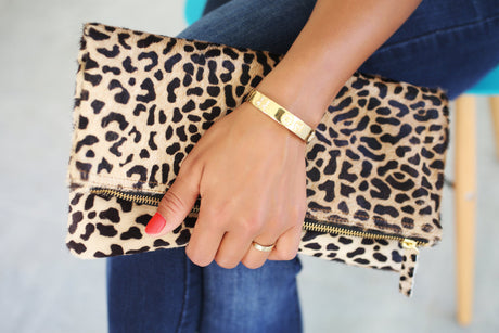 Leopard Print Leather Clutch | Ethically Sourced Hides - Sumiye Co
