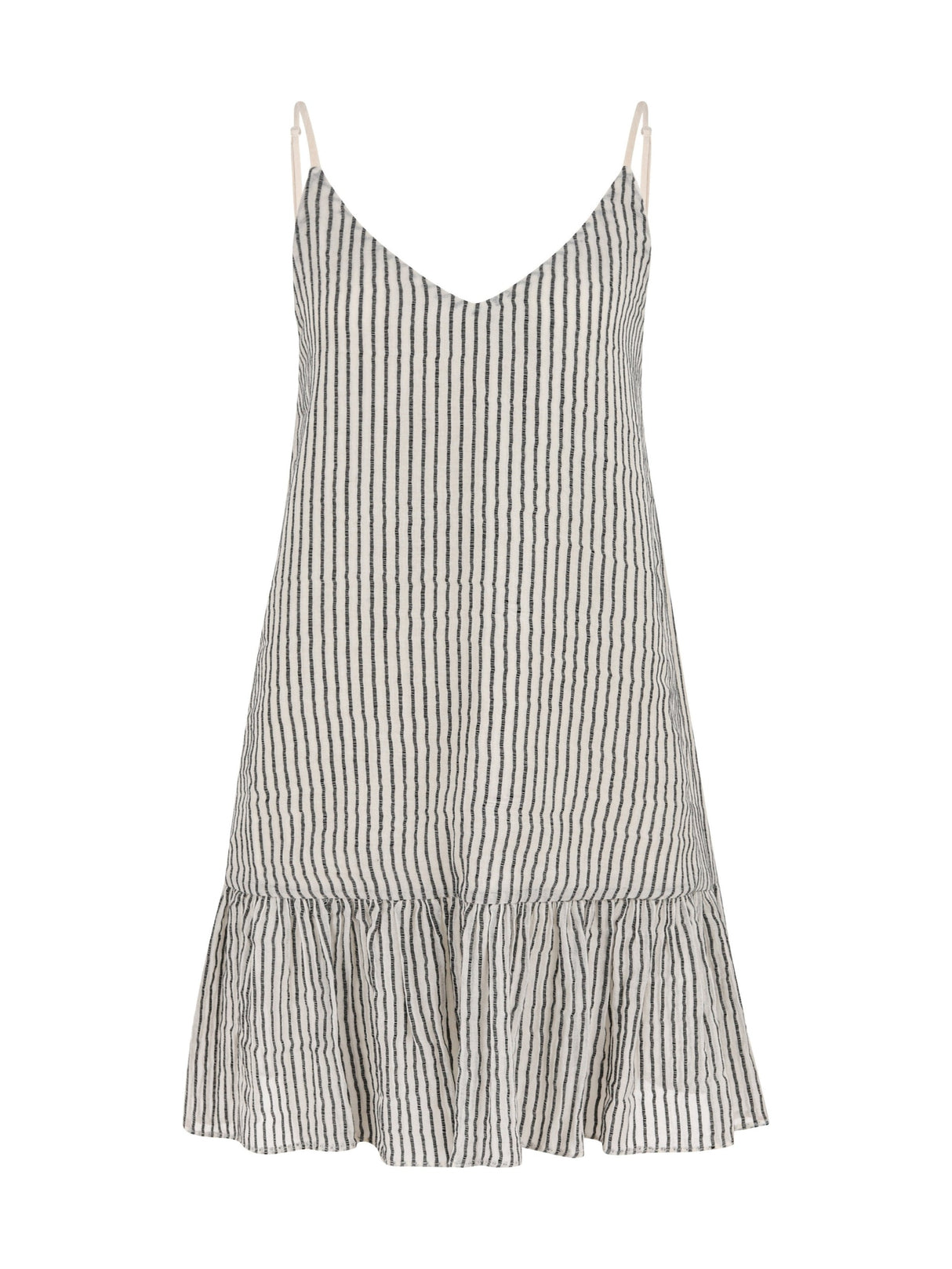 Liv Mini Ruffle Dress - Black Stripes - Sumiye Co