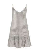 Liv Mini Ruffle Dress - Black Stripes - Sumiye Co
