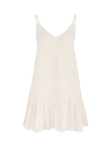 Liv Mini Ruffle Dress - White Stripes - Sumiye Co