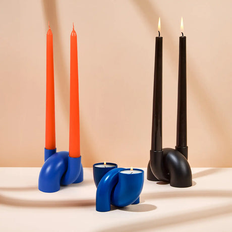 Macaroni 2-in-1 Candleholder - Tapers & Tealights - Black by 54Celsius - Sumiye Co