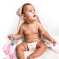 3 Pc Newborn Essential Set - Hooded Towel, Swaddle + Toy Rattle-1