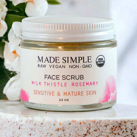 Milk Thistle Rosemary Face Scrub for Sensitive/Mature Skin - Certified Organic, Vegan & Cruelty-free-3