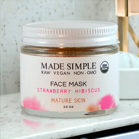 Strawberry Hibiscus Face Mask for Mature Skin - Certified Organic, Vegan & Cruelty-free-3
