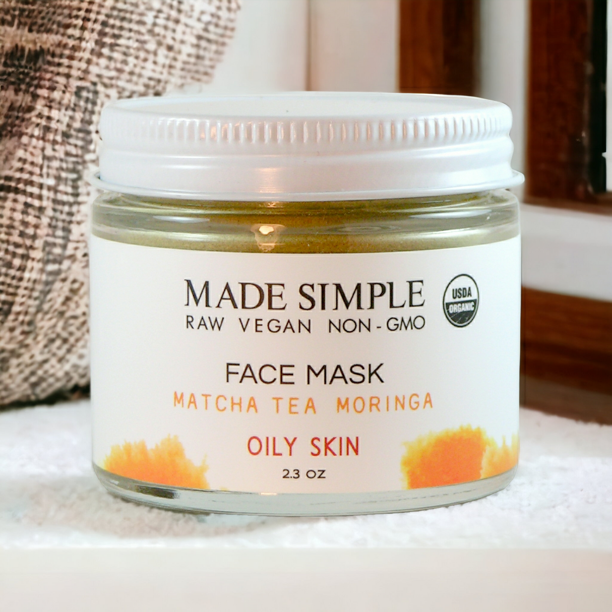Matcha Tea Moringa Face Mask for Oily Skin - Certified Organic, Vegan & Cruelty-free-3