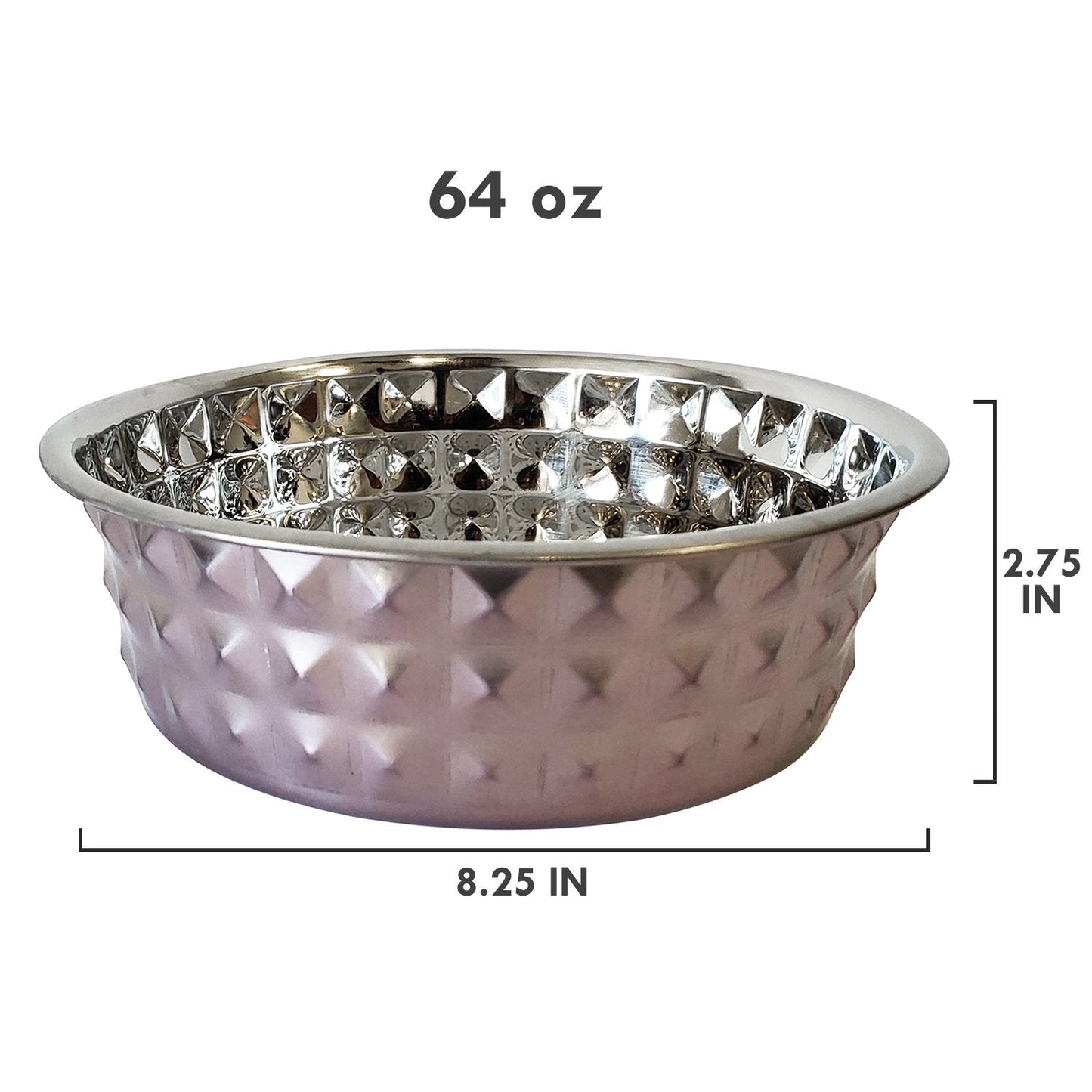 Designer Textured Stainless Steel Dog Bowl - Lavender Diamond-2