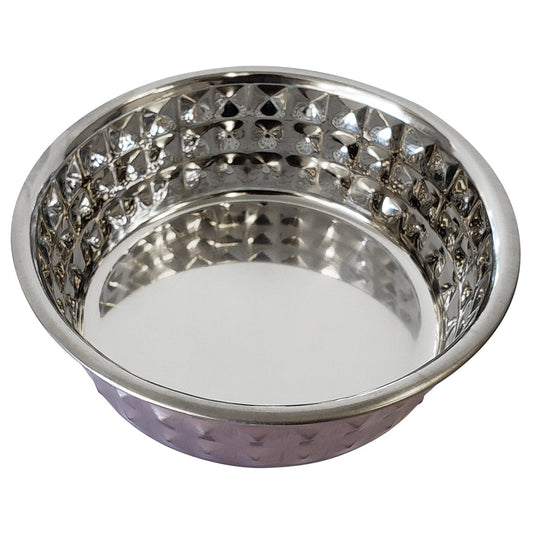 Designer Textured Stainless Steel Dog Bowl - Lavender Diamond-0
