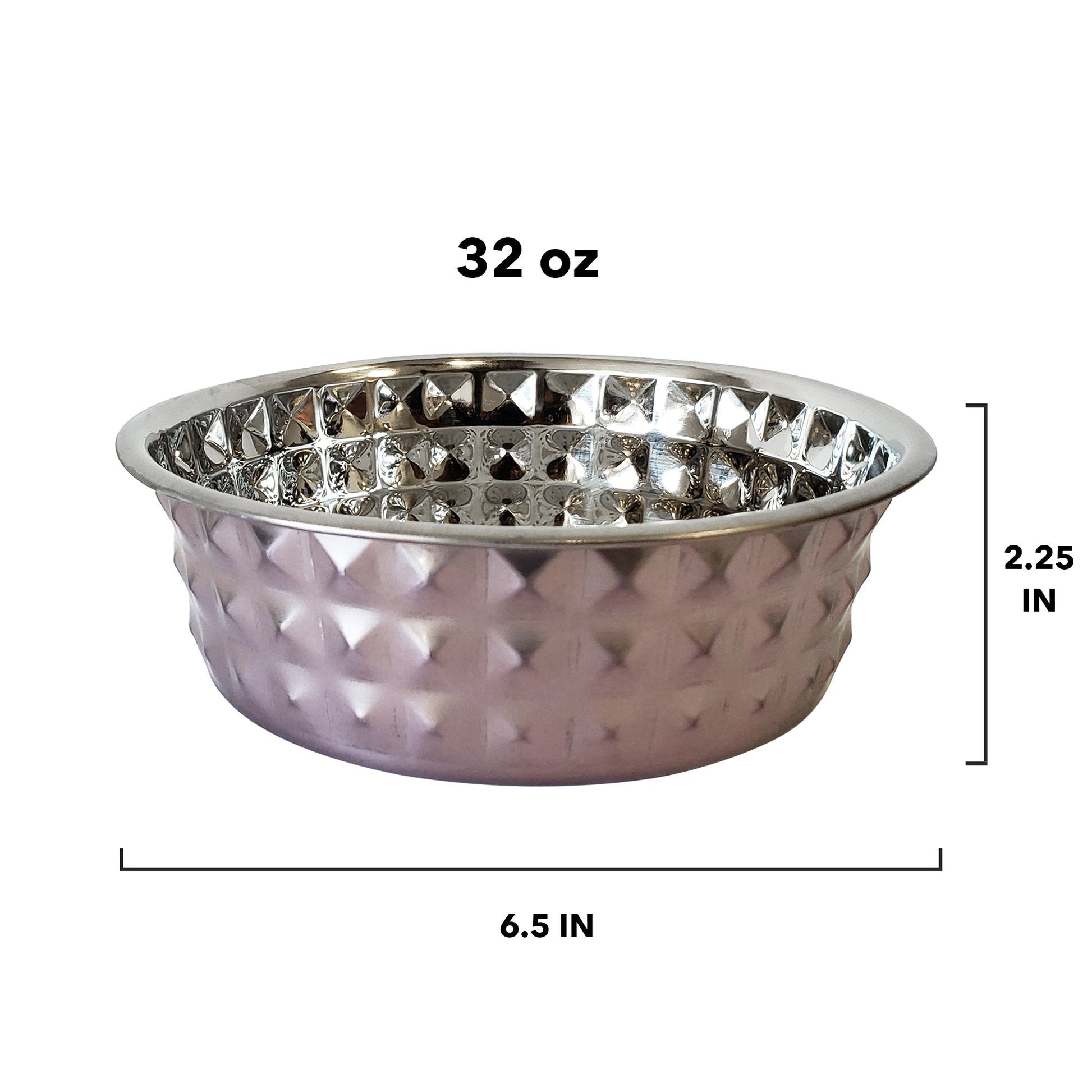 Designer Textured Stainless Steel Dog Bowl - Lavender Diamond-1