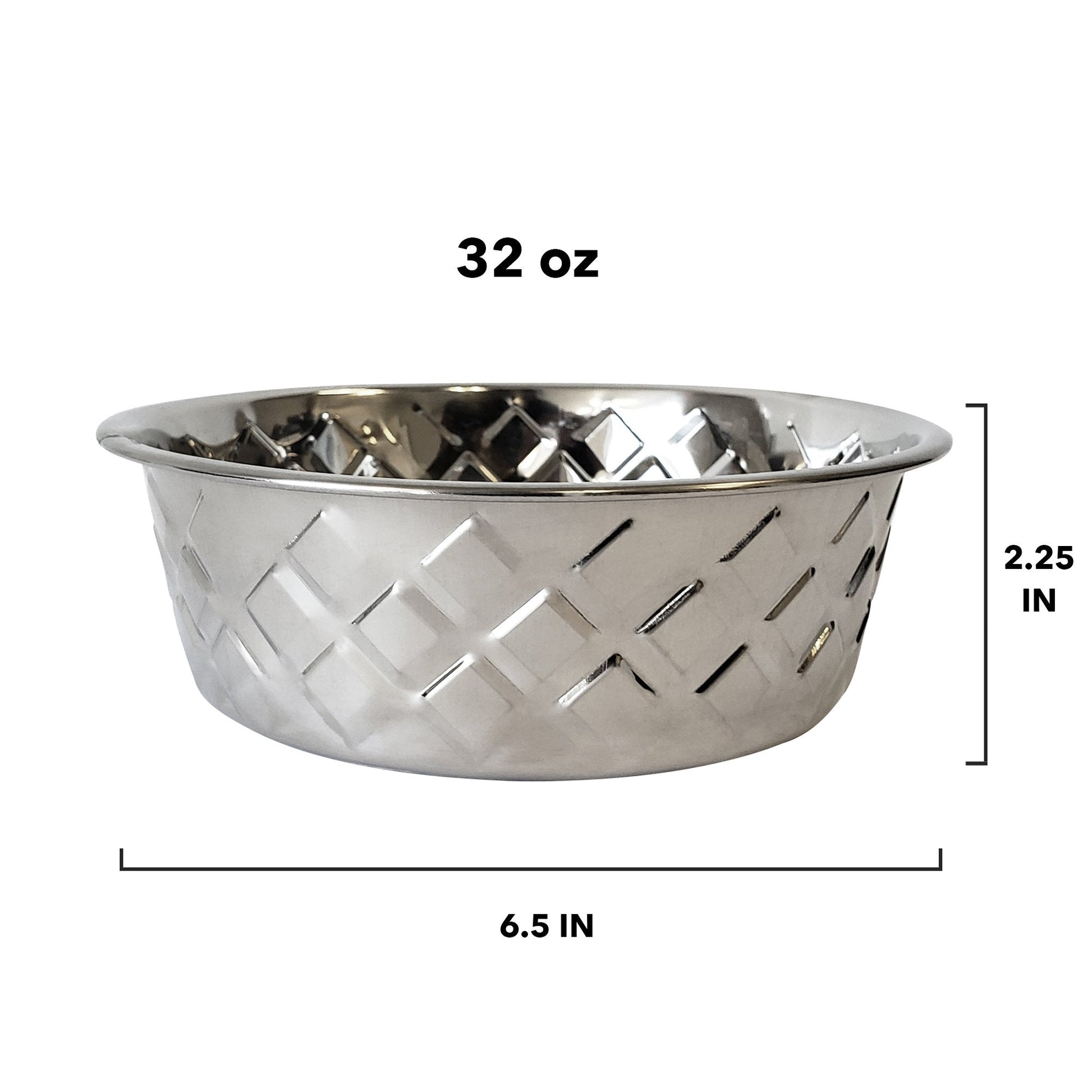 Designer Textured Stainless Steel Dog Bowl - Silver Pineapple-2