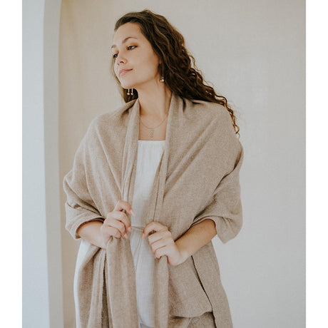 Beige Handloom Cashmere Scarf-2