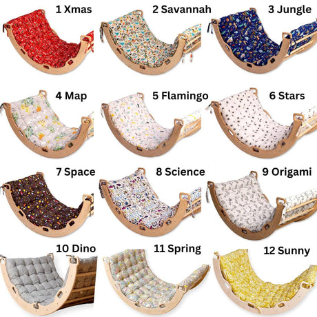 Montessori Climbing Arch Rocker with 2 Ramps and Pillow-2