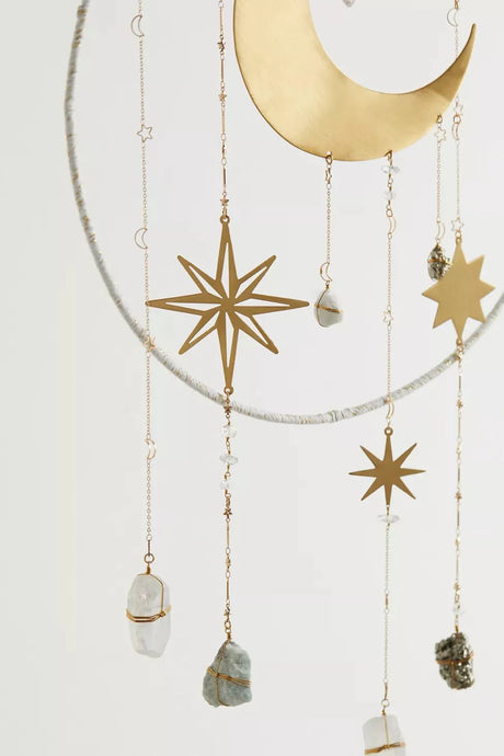 Moon and Stars - Healing Crystal- dreamcatcher - Sumiye Co