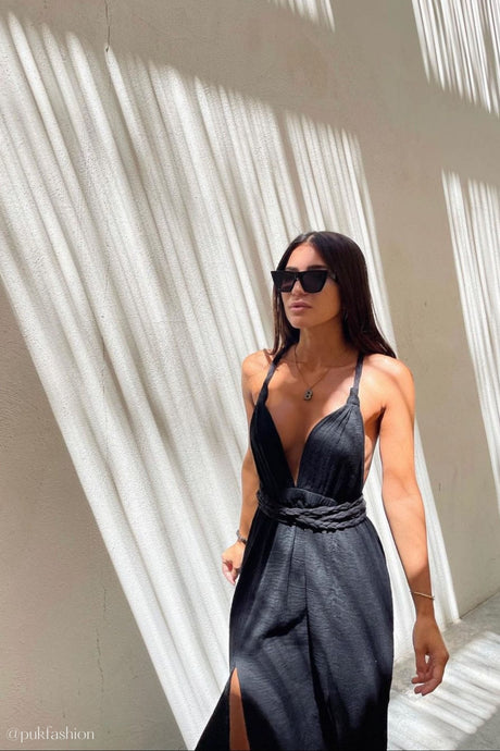 Muse Braided Straps Dress - Black - Sumiye Co