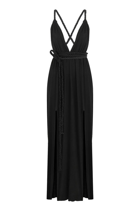 Muse Braided Straps Dress - Black - Sumiye Co