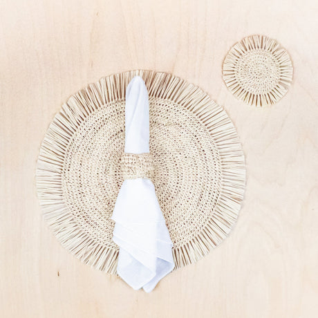 Napkin Rings - Natural Raffia Crochet Napking Rings, set of 4 - Natural Fiber | LIKHA - LIKHÂ