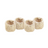Set of four woven napkin rings on a white background