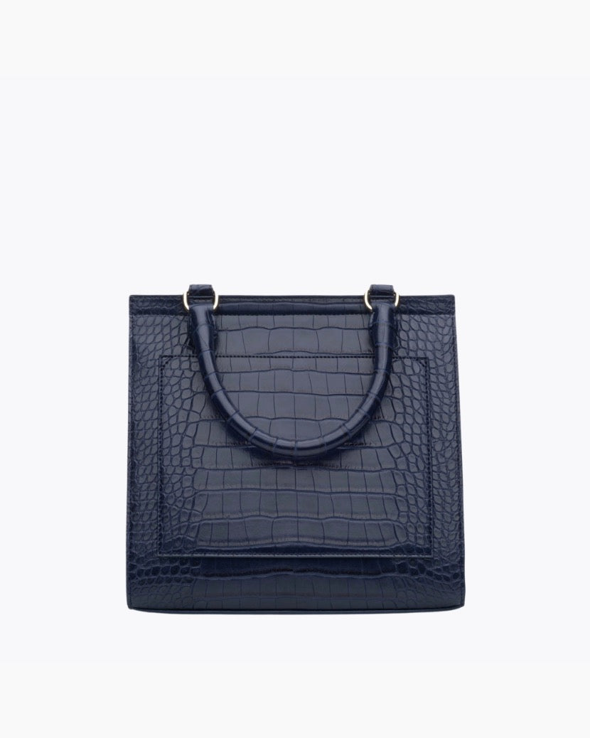 The Luncher - Navy Croc | Designer Lunch Bags & Totes - Sumiye Co