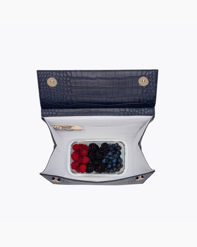 The Luncher - Navy Croc | Designer Lunch Bags & Totes - Sumiye Co