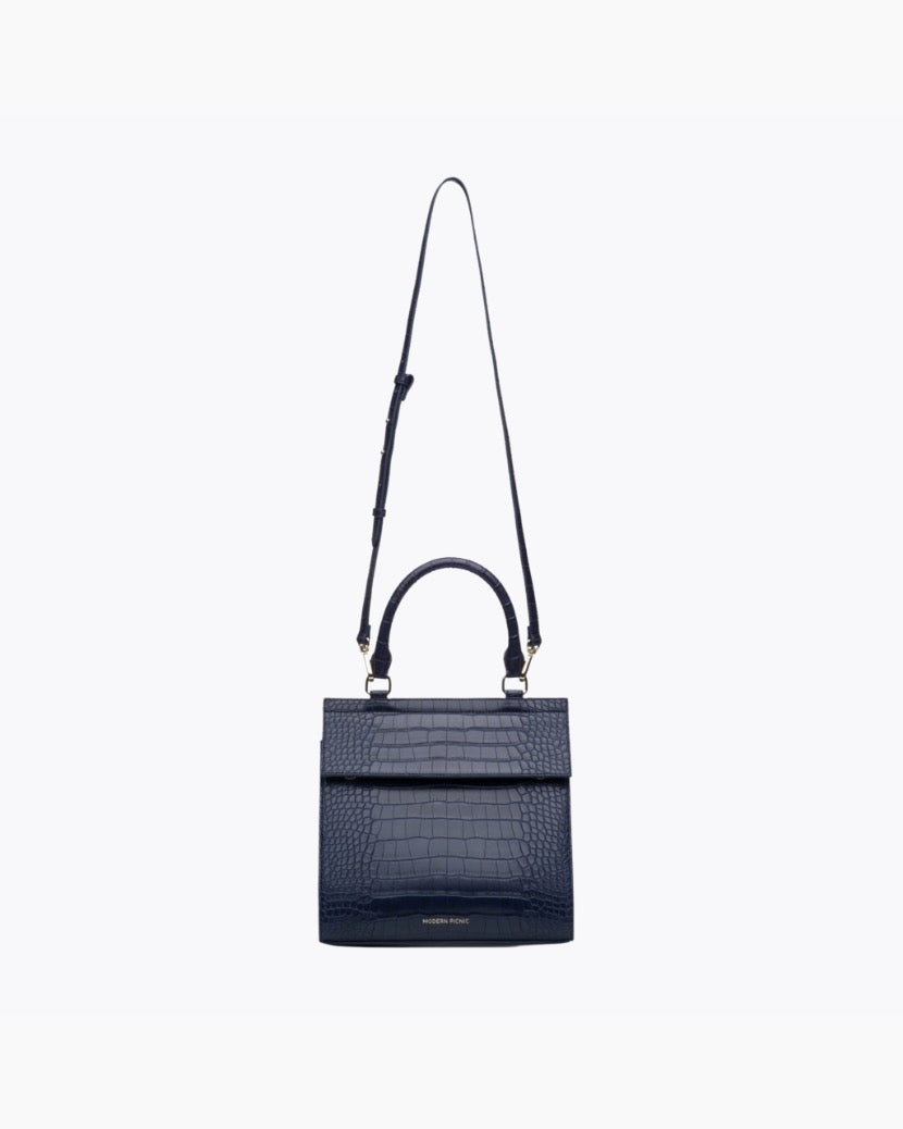 The Luncher - Navy Croc | Designer Lunch Bags & Totes - Sumiye Co