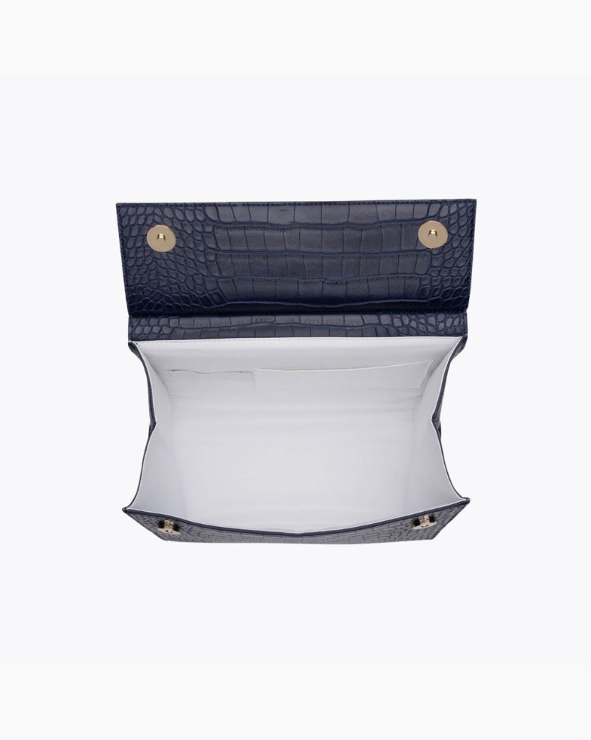 The Luncher - Navy Croc | Designer Lunch Bags & Totes - Sumiye Co