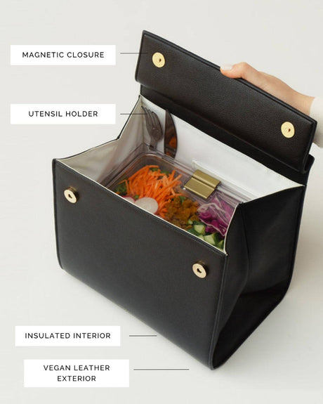 The Luncher - Black | Designer Lunch Bags & Totes - Sumiye Co