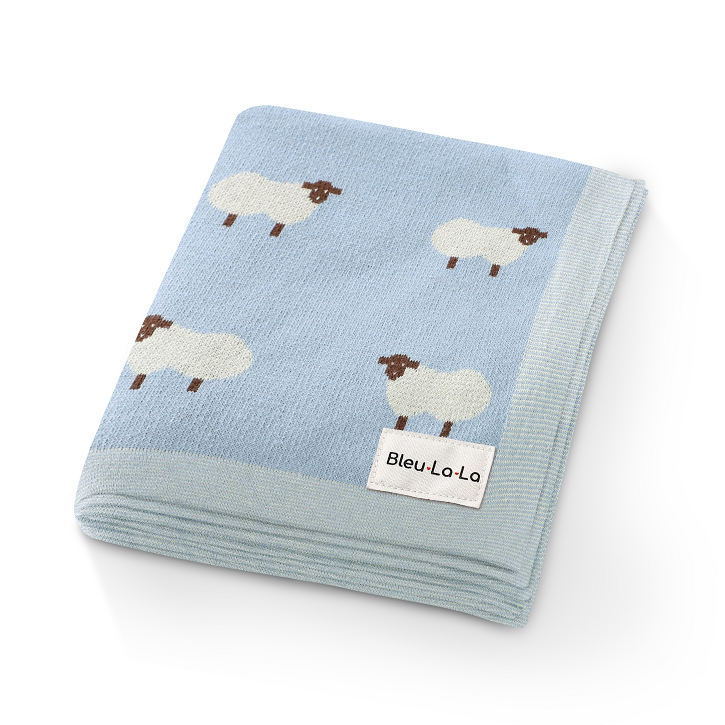 Sheep Knit Receiving Baby Blanket by Bleu La La