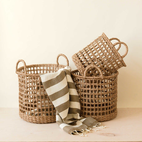 - Open Weave Baskets with Handle, set of 3 - Storage Baskets | LIKHA - LIKHÂ