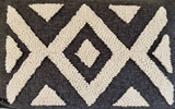 Punch Needle Ndebele Lumbar Pillow | Natural on Charcoal - Sumiye Co