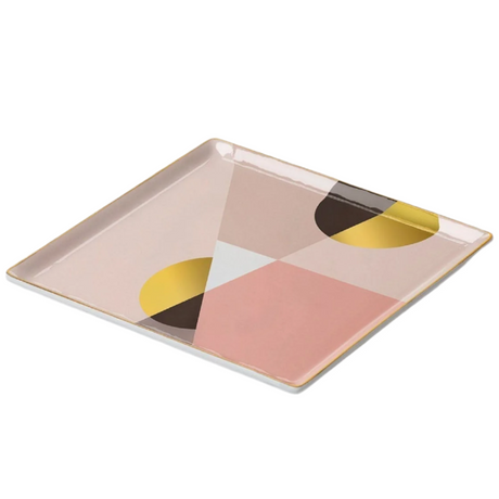 Rectangular tray with geometric design on a white background