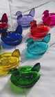 Nesting Hen Bowl & Lid - CLEAR DIAMOND | Hand Blown Glass - Colombia