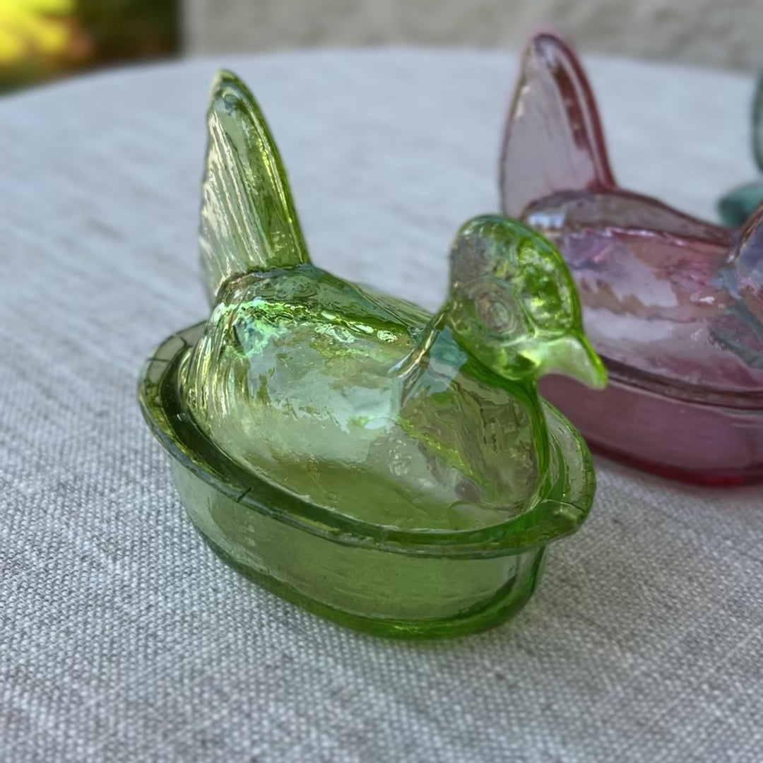 Nesting Hen Bowl & Lid - EUCALYPTUS | Hand Blown Glass - Colombia