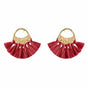 Red Raffia Fan Earrings-0
