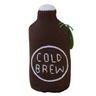 Knitted cold brew coffee bottle with cookies on a white background