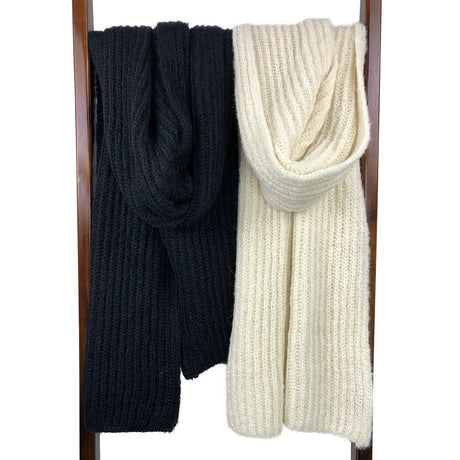 Chunky Black Knit Alpaca Scarf by SLATE + SALT - Sumiye Co