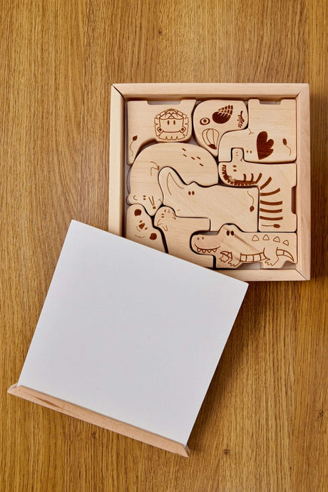 Wooden Safari Animal Puzzle Box for Toddlers-3