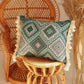 Throw Pillow "Sea Green Mosaic" with Fringe