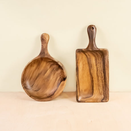 Serving Tray - Round Serving Tray with Handles - Acacia Wood | LIKHÂ - LIKHÂ