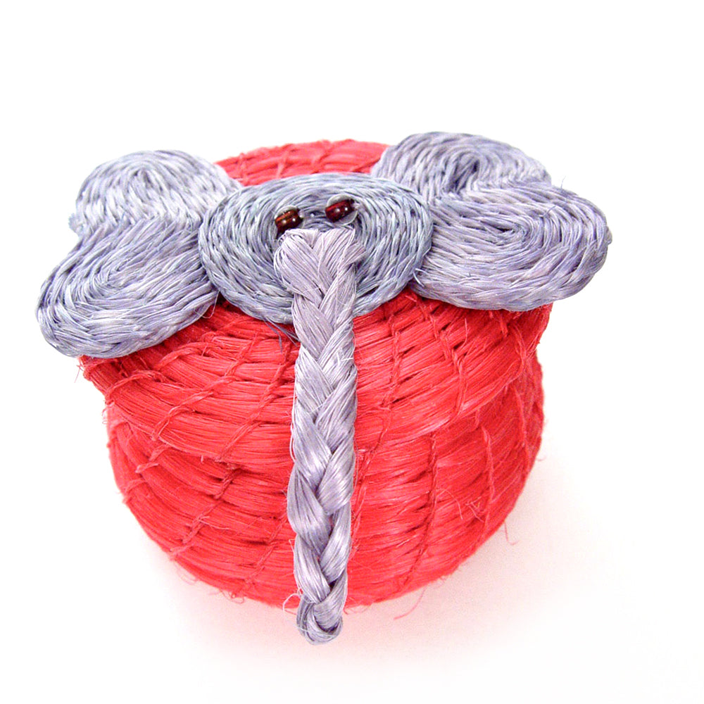 Kids Elephant Tiny Lidded Basket - Pink 2" x 2.5"