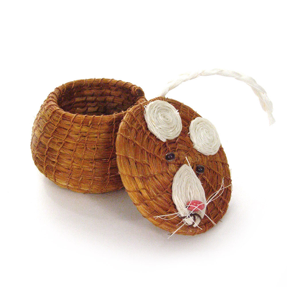 Kids Toothy Mouse Tiny Lidded Basket 2" x 2.5"