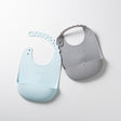 Roll & Lock Silicone Bib 2-pack - Aqua + Dove Grey by Miniware - Sumiye Co
