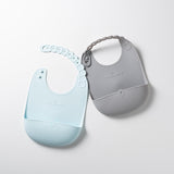 Roll & Lock Silicone Bib 2-pack - Aqua + Dove Grey by Miniware - Sumiye Co