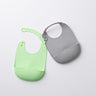 Roll & Lock Silicone Bib 2-pack - Key Lime + Dove Grey by Miniware - Sumiye Co